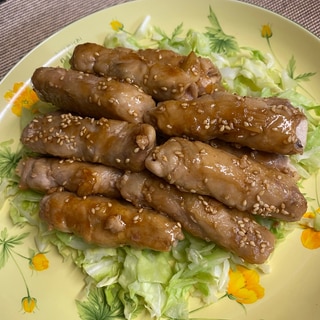 お弁当にも❣️長芋の豚肉ロール照り焼き